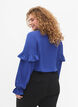 Bluse med volanger og knapper, Deep Ultramarine, Model image number 1