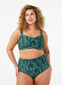 Bikinitruser med høy midje og trykk, Grønn Bikinitruser med høy midje og trykk, Grønn, Model