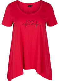 Kortermet T-skjorte i bomull med A-form, Lipstick Red HEART