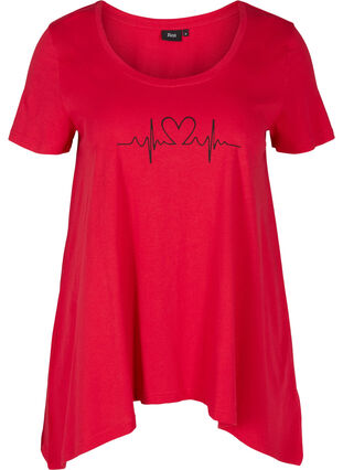 Kortermet T-skjorte i bomull med A-form, Lipstick Red HEART, Packshot image number 0