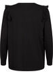Langermet bluse med volangdetaljer, Black, Packshot image number 1