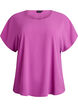 Bluse med korte ermer og rund hals, Lilla, Packshot image number 0