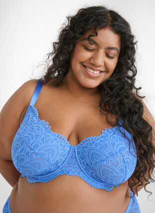 Zizzi Heldekkende blonde-BH med spiler, Ultramarine, Image image number 0