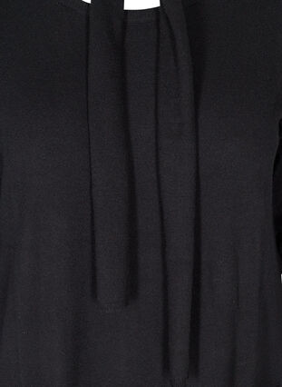 Langermet strikkekjole med lommer, Black, Packshot image number 2