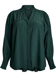Bluse med rysjekrage og rynking, Scarab