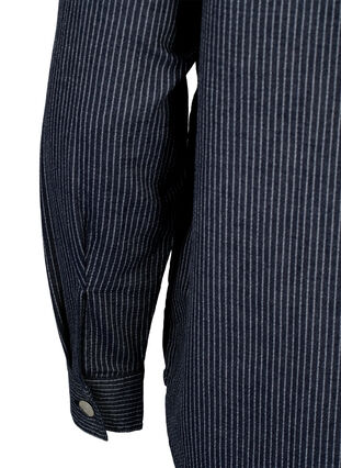 Nålestripete bomullsskjorte, Dark Blue Stripe, Packshot image number 3