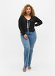 Ribbet cardigan med knyting, Black, Model image number 2
