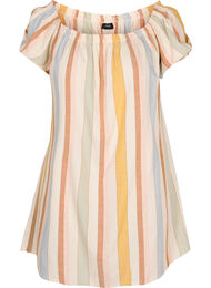 Off-shoulder strandtunika, Striped Jaquard
