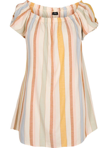 Off-shoulder strandtunika, Striped Jaquard, Packshot image number 0