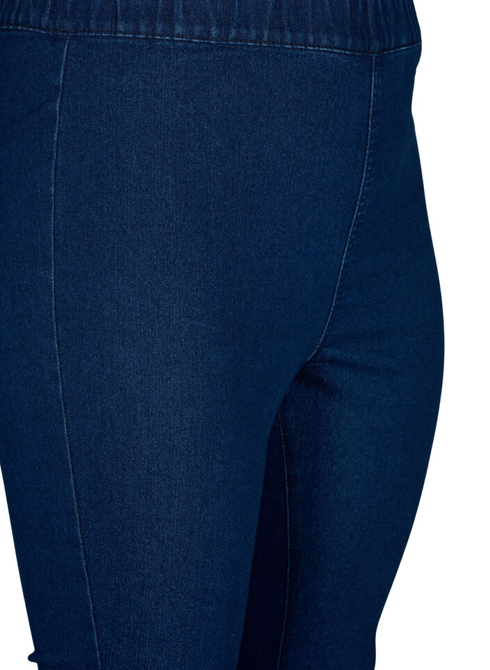 FLASH - Tettsittende jeggings med høyt liv, Blue denim, Packshot image number 2