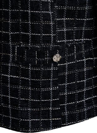 Zizzi Kort rutete bouclé-blazer med rund hals, Svart, Packshot image number 3