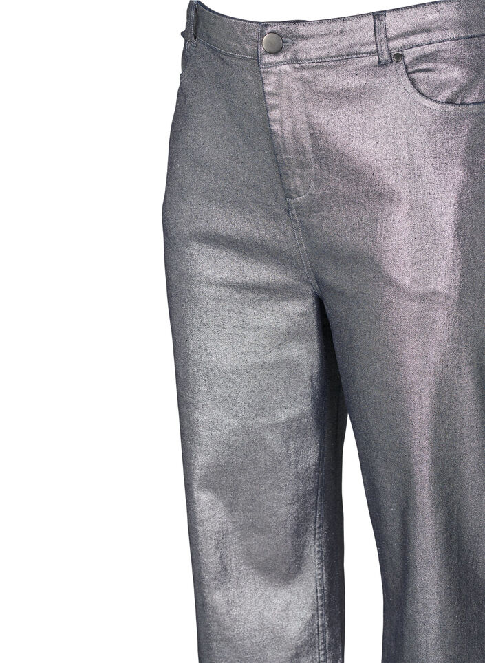 Sølvbelagte jeans med høy midje, Gun Silver , Packshot image number 2