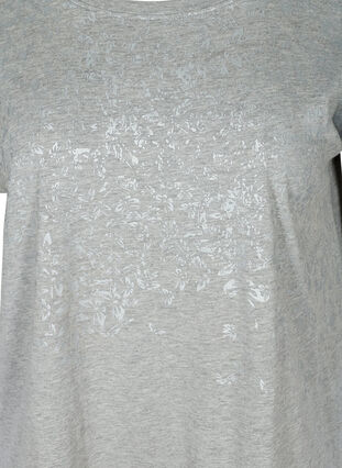 Kortermet T-skjorte med ton-i-ton mønster, Light Grey Melange, Packshot image number 2