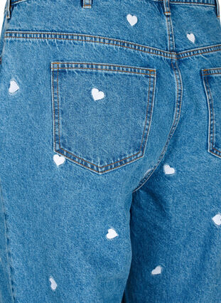 Mille mom-fit jeans med broderi, Light Blue Heart, Packshot image number 3