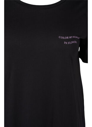 Lang T-skjorte med mønsterdetaljer, Black, Packshot image number 2