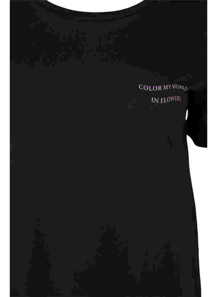 Lang T-skjorte med mønsterdetaljer, Black, Packshot image number 2
