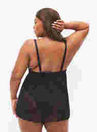 Transparent chemise med blonder, Black, Model