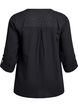 Bluse i bomullsmuslin med broderie anglaise, Svart, Packshot image number 1