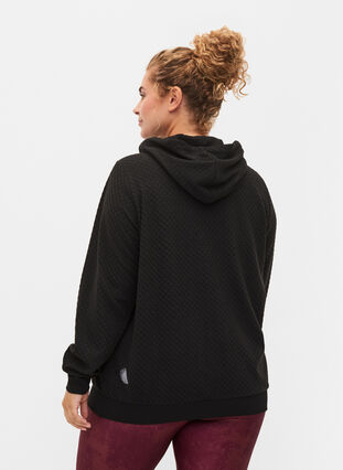 Strukturert treningscardigan med glidelås, Black, Model image number 1