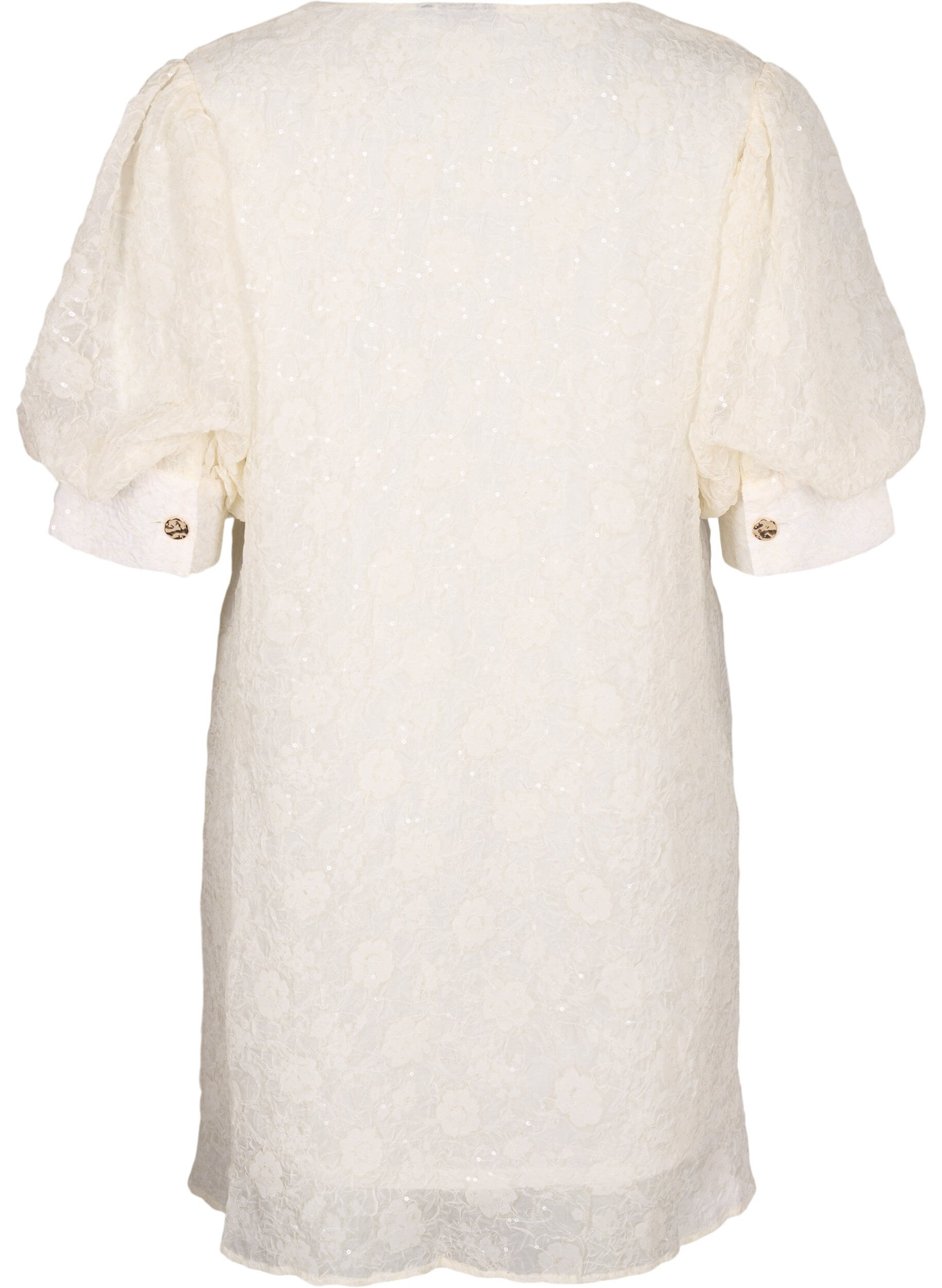 Zizzi Kort festkjole med paljetter, Vanilje, Packshot image number 1