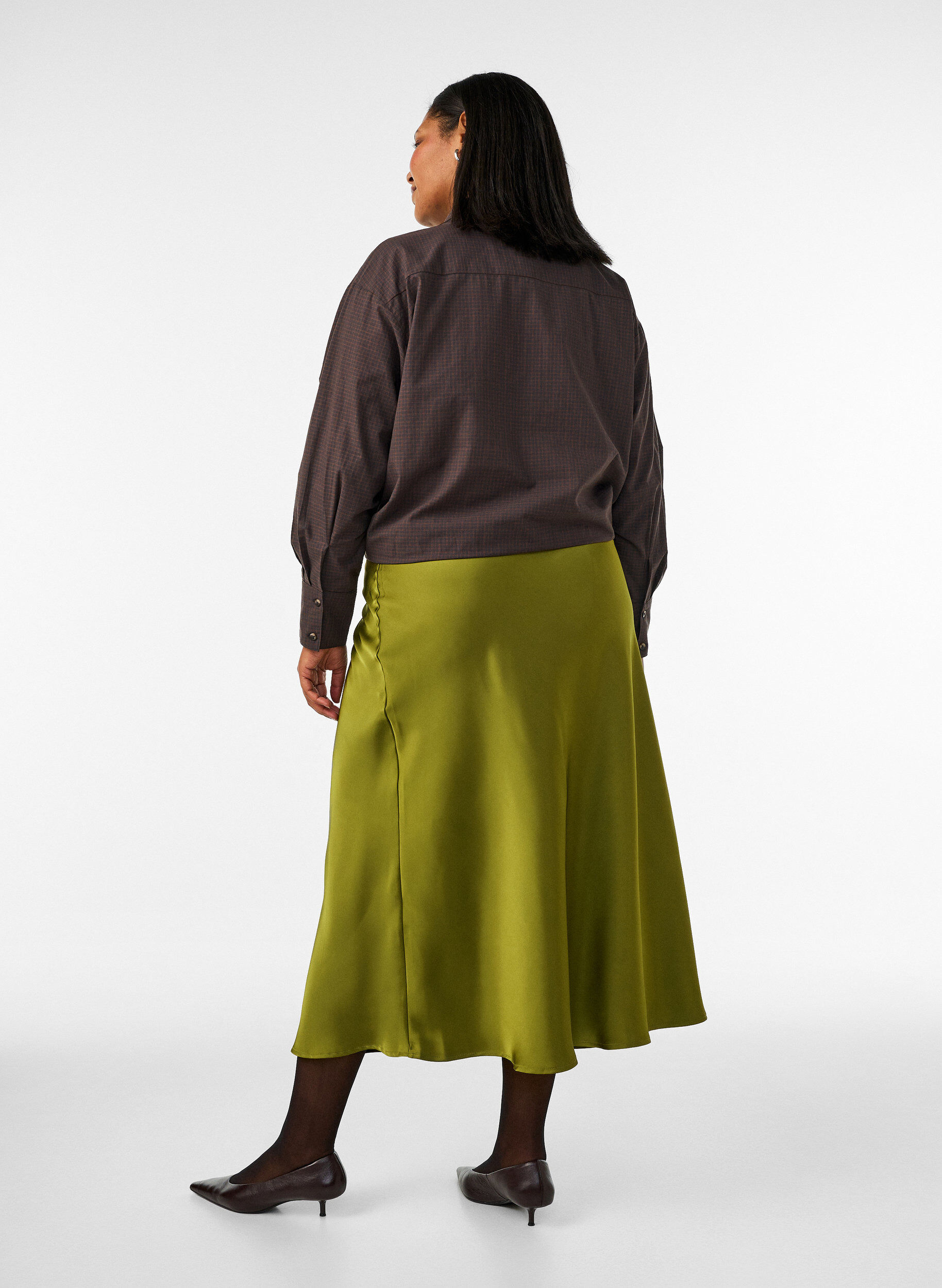 ZizziMidiskj&oslash;rt i sateng, Gr&oslash;nn, Model image number 1