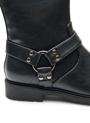 Zizzi Wide fit - Kort bikerstøvel, Black, Packshot image number 3