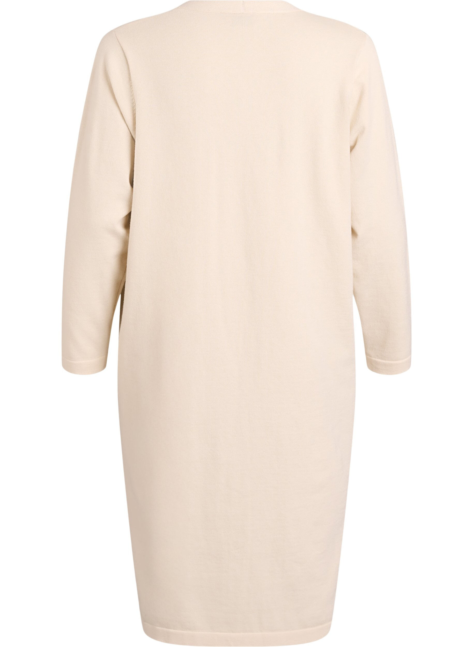 ZizziLang, &aring;pen cardigan med lommer, Beige, Packshot image number 1