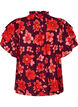 Bluse i viskose med blomstermotiv og volangermer, Lilla, Packshot image number 1