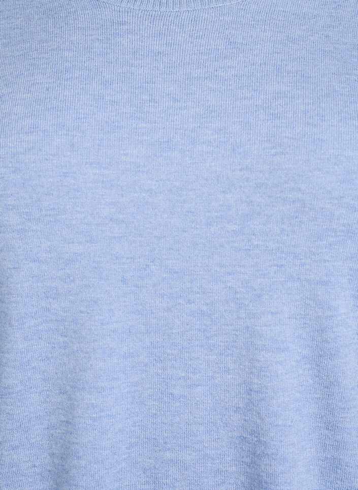 Strikket bluse med rund hals, Bl&aring;, Packshot image number 2