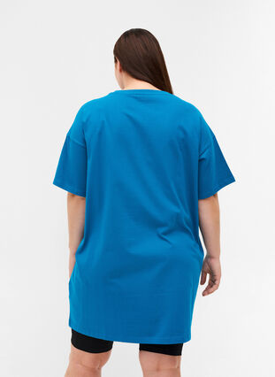 Lang kortermet T-skjorte i bomull, Fjord Blue, Model image number 1