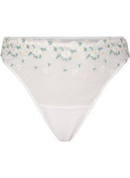 Mesh-string med tusenfryd-broderi, Bright White