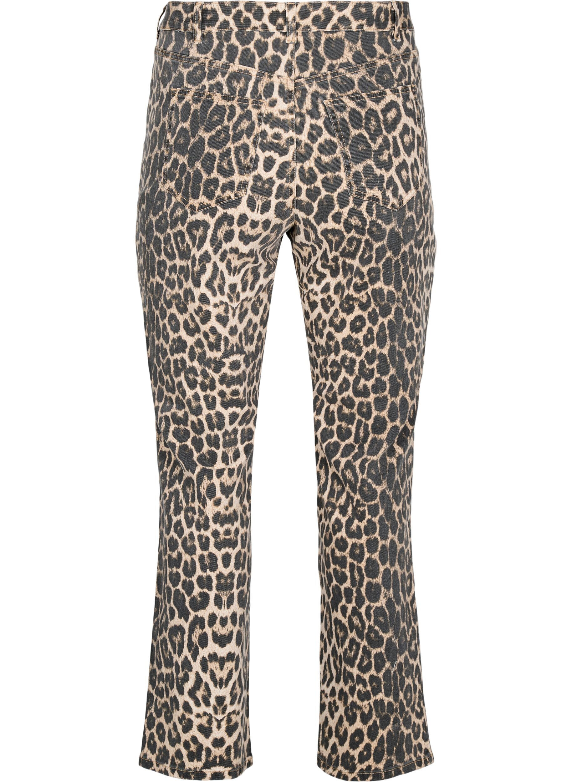Zizzi Straight fit jeans med sebraprint, Brun, Packshot image number 1