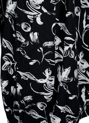 Kortermet bomullskjole med mønster, Black W. AOP White, Packshot image number 3