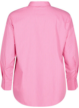 Zizzi Løs langermet skjorte med striper, Rosa, Packshot image number 1