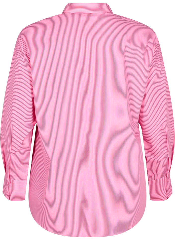 Løs langermet skjorte med striper, Rosa, Packshot image number 1