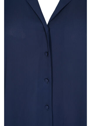 Skjorte med knappelukking og V-hals, Navy Blazer, Packshot image number 2