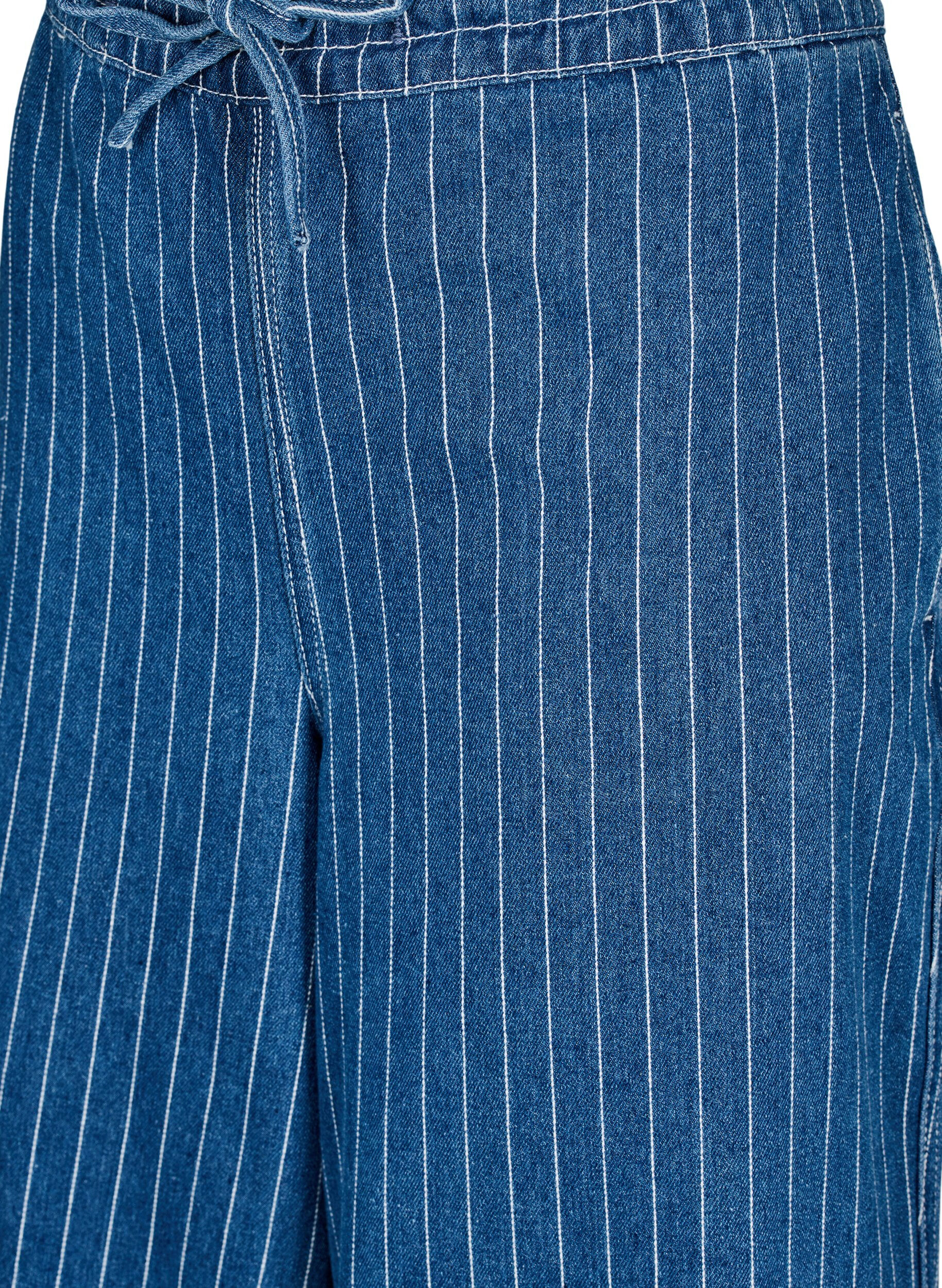 ZizziJeans med vide ben og striper, Bl&aring;, Packshot image number 2