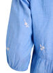 Bluse i bomull med broderte blomster og knappelukking, Bl&aring;, Packshot image number 3