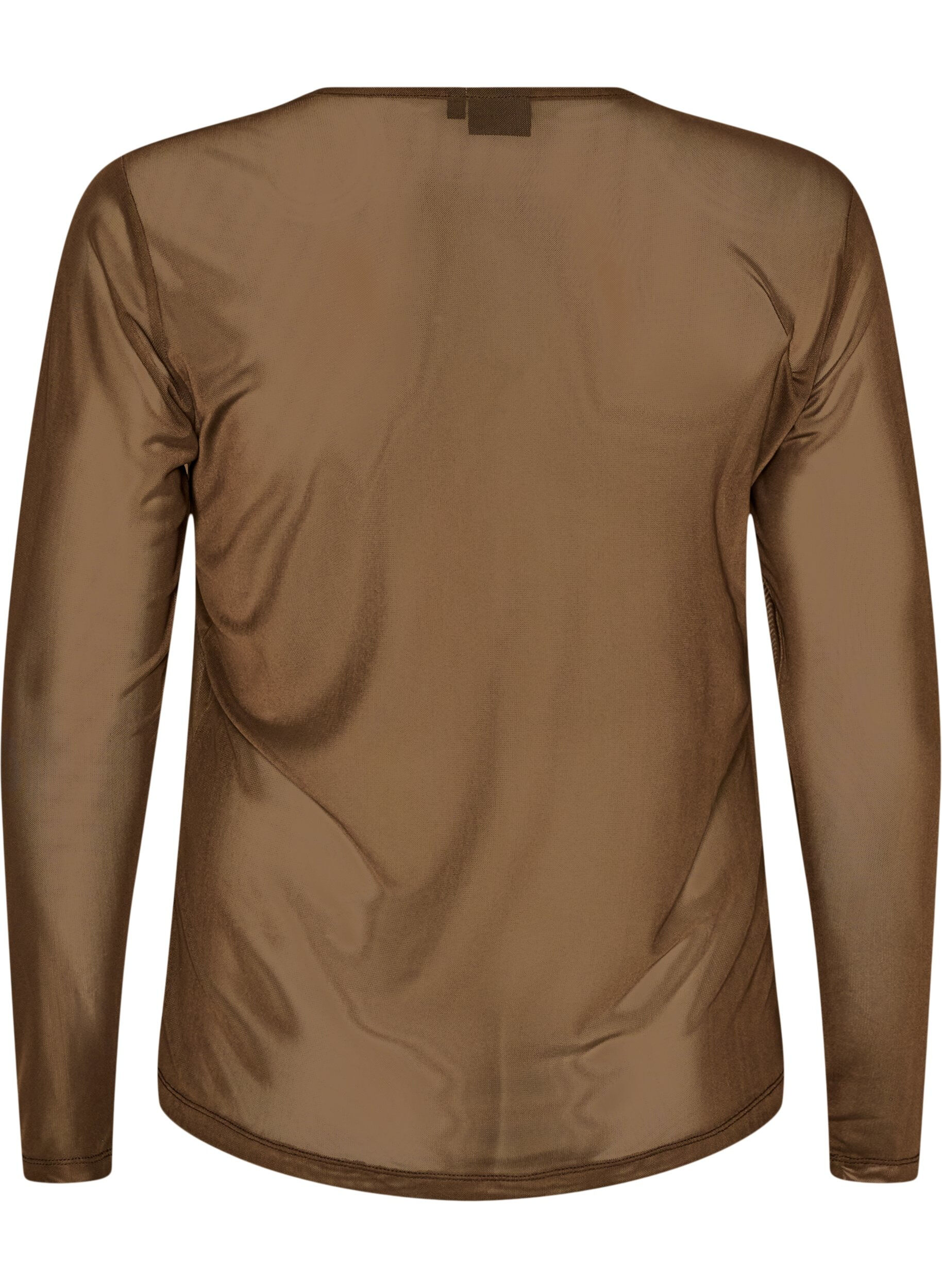 ZizziBluse i mesh med lange ermer, Brun, Packshot image number 1