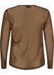 Bluse i mesh med lange ermer, Brun, Packshot image number 1