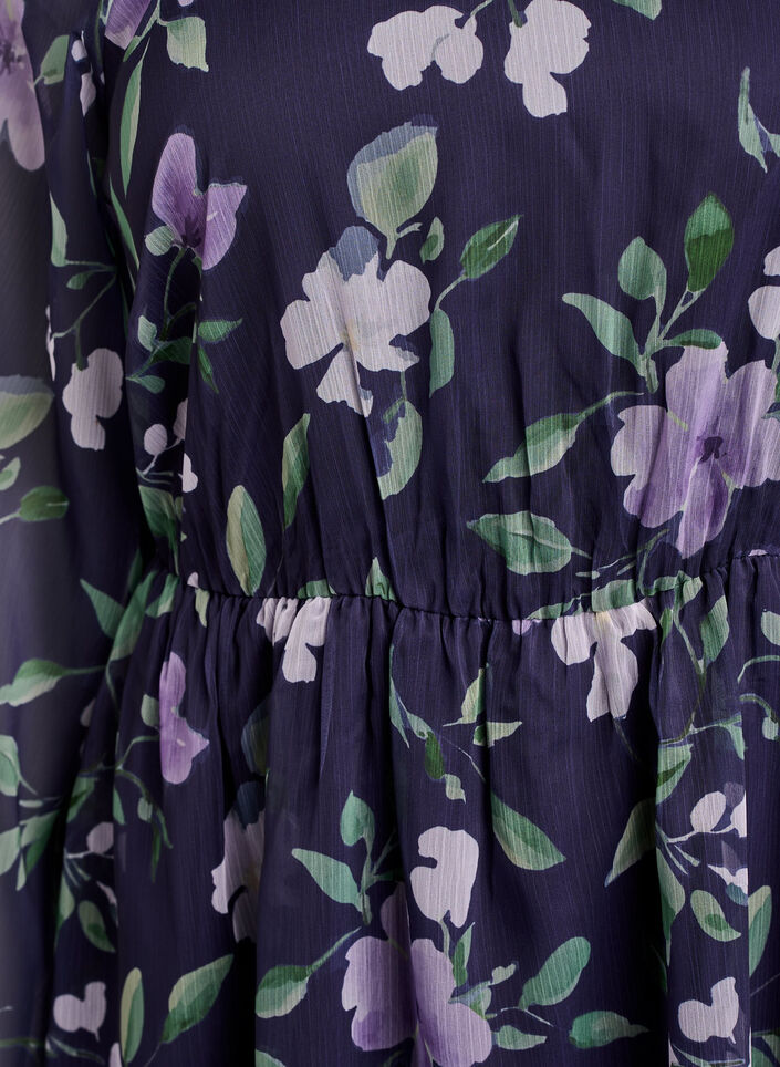 Chiffon festkjole med lange ermer, Bl&aring;, Packshot image number 2