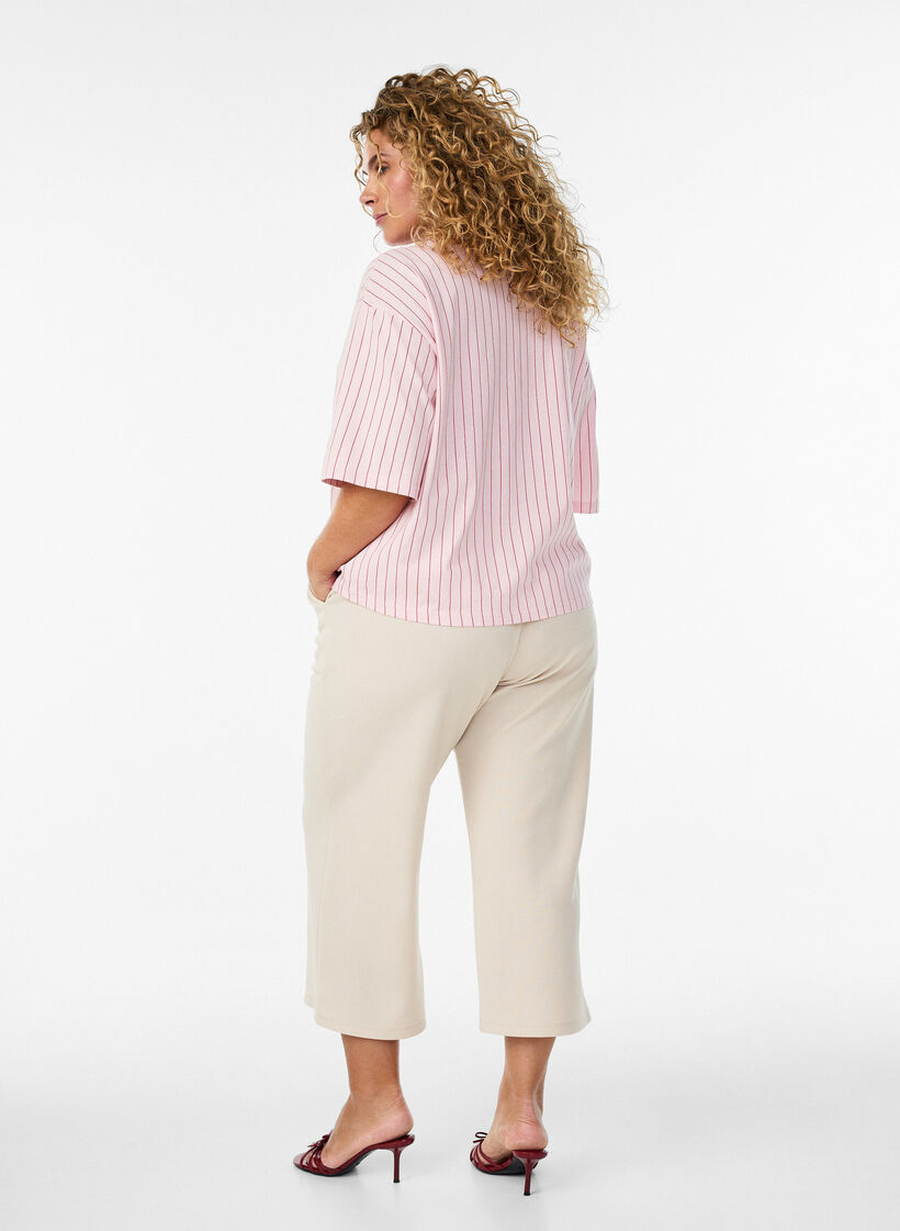 L&oslash;se bukser med 7/8 lengde, Beige, Model image number 1