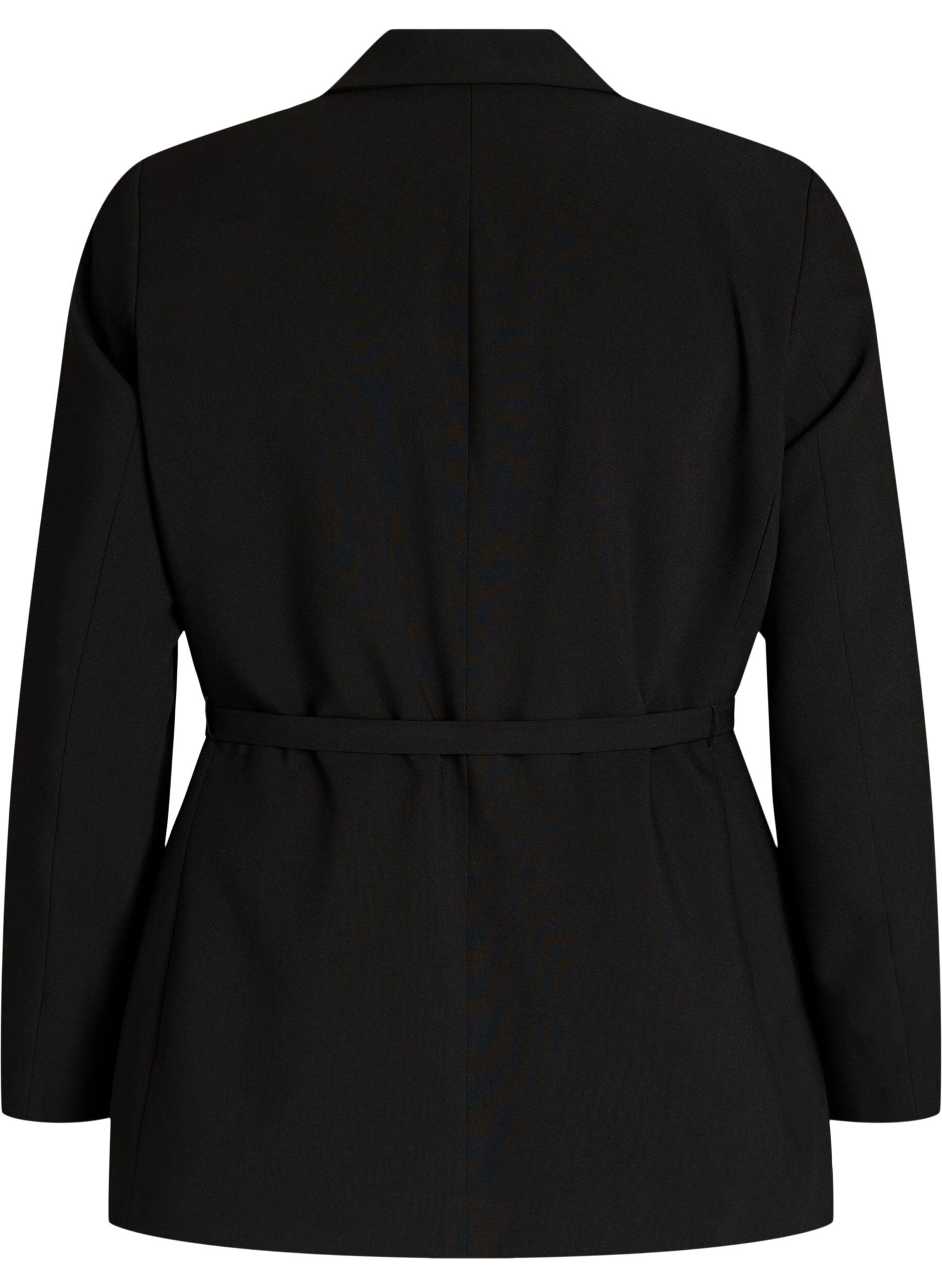ZizziBlazer med avtakbart knytebelte, Svart, Packshot image number 1