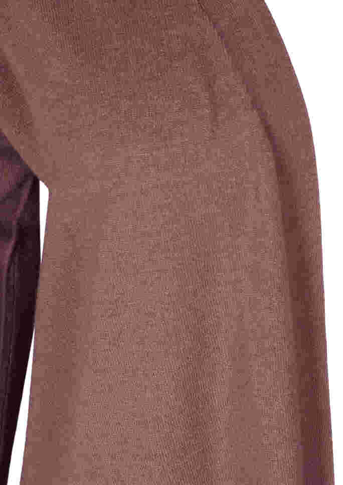 Strikket cardigan med splitter og en ribbet struktur, Rose Taupe Mel., Packshot image number 2