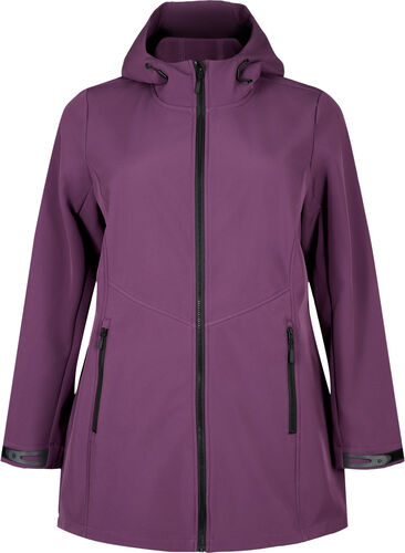 Kort softshell jakke med lommer, Hortensia, Packshot image number 0