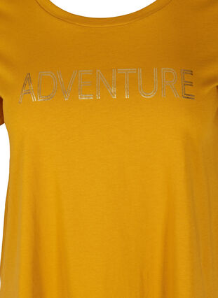 T-skjorte i bomull med A-form og trykk, Harvest Gold, Packshot image number 2
