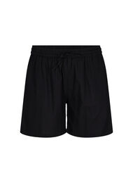 Løse shorts i bomullsmiks med lin, Black