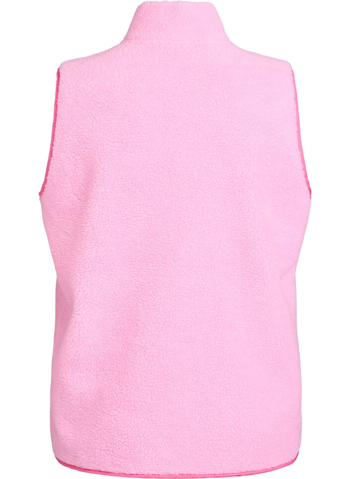 Teddy fleece vest med glidel&aring;s og kontrastdetaljer, Rosa, Packshot image number 1