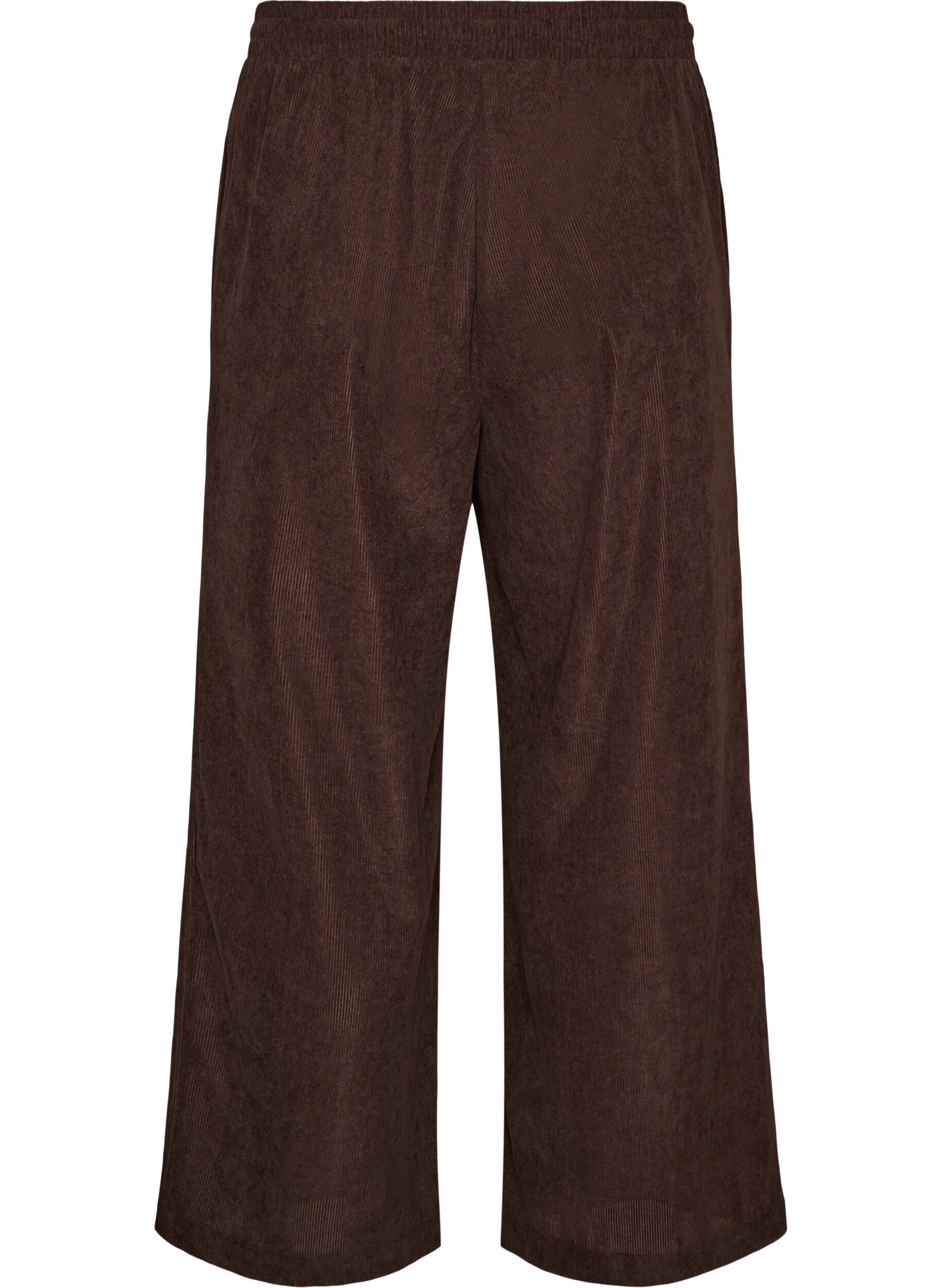 ZizziCordfl&oslash;yelsbukser med vide ben og h&oslash;y midje, Brun, Packshot image number 1