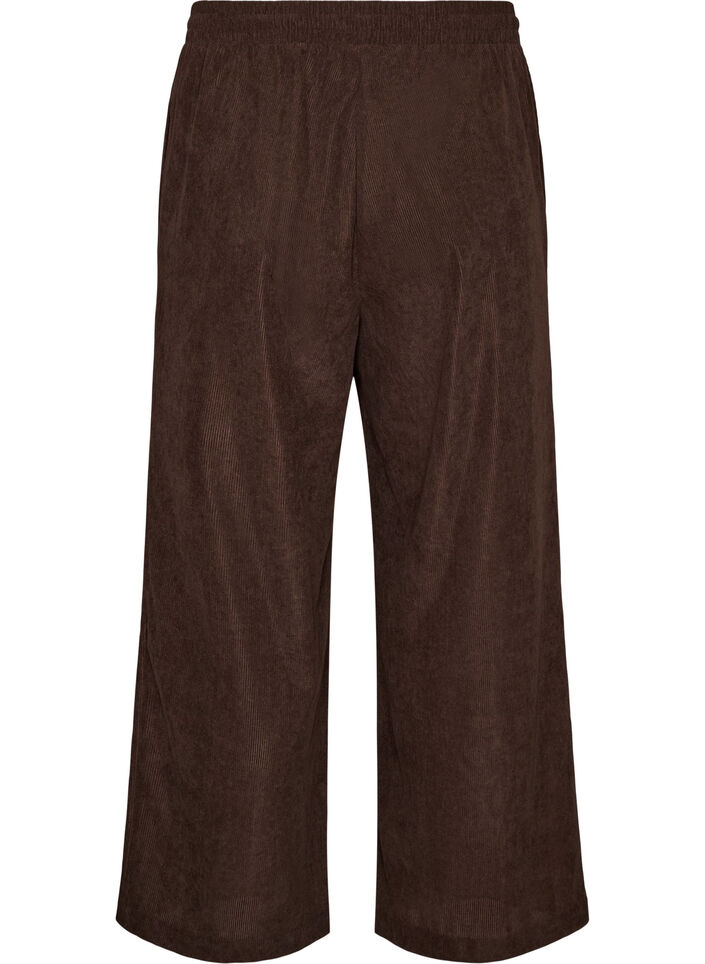Cordfl&oslash;yelsbukser med vide ben og h&oslash;y midje, Brun, Packshot image number 1